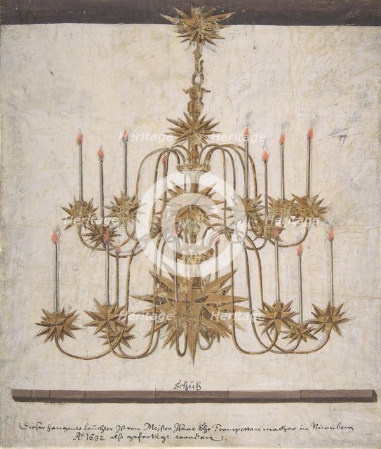 Design for a Chandelier with Sixteen Candles, 1632. Creator: Isaak Ehe.