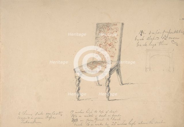 Design for a Chair with Turned Front Legs, early 19th century. Creator: Anon.