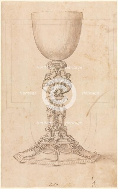 Design for a Chalice (recto) Architectural Plan (verso), mid 1500s. Creator: Luzio Romano (Italian, active 1528-75).