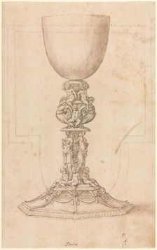 Design for a Chalice (recto) Architectural Plan (verso), mid 1500s. Creator: Luzio Romano (Italian, active 1528-75)
