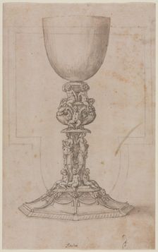 Design for a Chalice (recto), mid 1500s. Creator: Luzio Romano (Italian, active 1528-75)