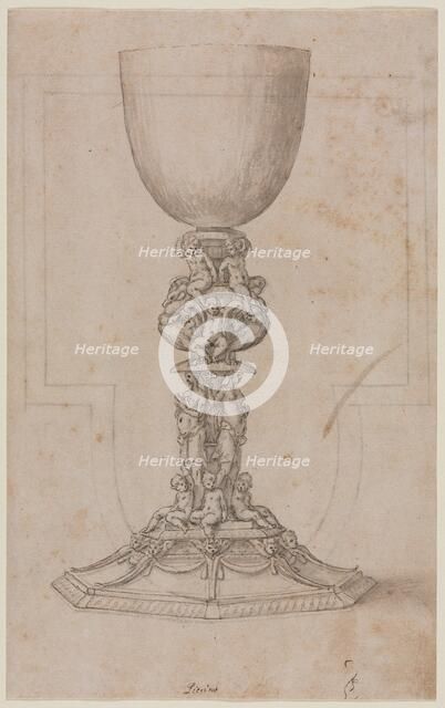 Design for a Chalice (recto), mid 1500s. Creator: Luzio Romano (Italian, active 1528-75).