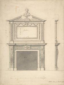 Design for a Chimney-piece, for Thomas Hollis of Lincoln's Inn, London, after 1754. Creator: William Chambers