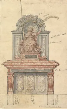 Design for a Chimneypiece with a Personification of Virtue, 1616. Creator: Anon