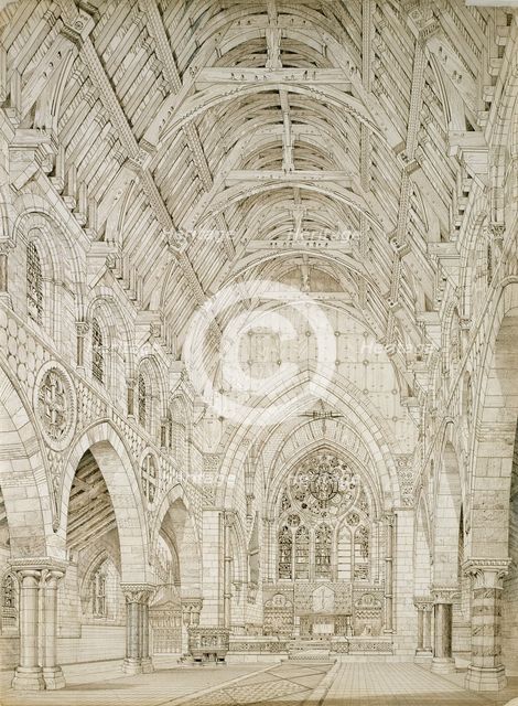 Design for a church: interior perspective, c1864. Creator: Richard Norman Shaw.