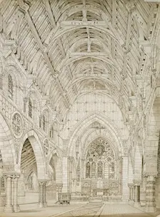 Design for a church: interior perspective, c1864. Creator: Richard Norman Shaw