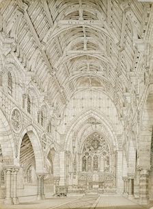 Design for a church: interior perspective, c1864. Creator: Richard Norman Shaw