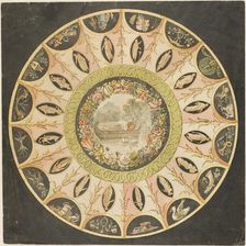 Design for a Circular Ceiling Decoration, n.d. Creators: Unknown, Pierre Francois Leonard Fontaine, Charles Percier