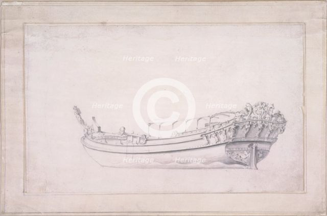 Design for a city of London barge, c1840. Artist: Anon