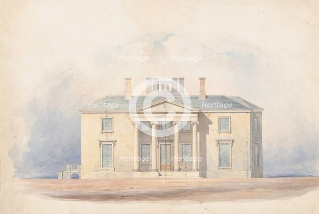 Design for a Classical Country House, Entrance Elevation, early 19th century. Creator: Anon.