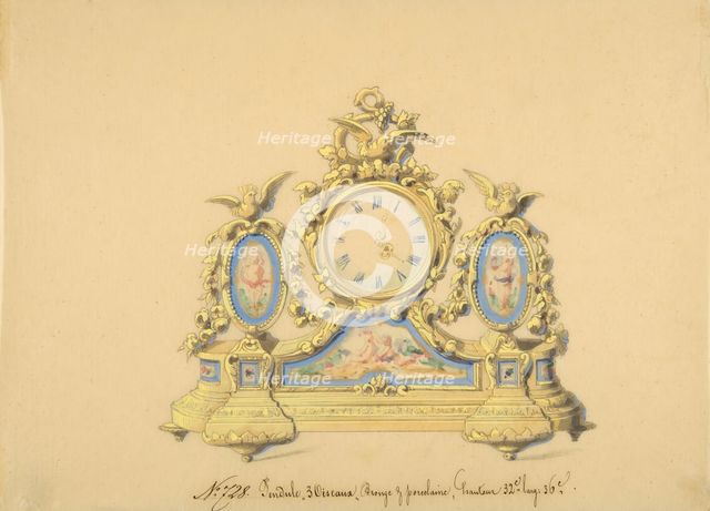 Design for a Clock: Three Birds, 19th century. Creator: Anon.