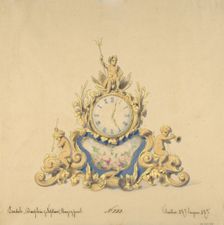 Design for a Clock with Neptune, 19th century. Creator: Anon