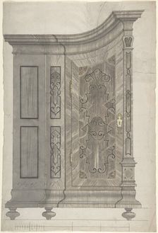 Design for a Concave Corner Cabinet (Possibly Part of a Larger Wall-Covering Unit), c1730-40 . Creator: Anon