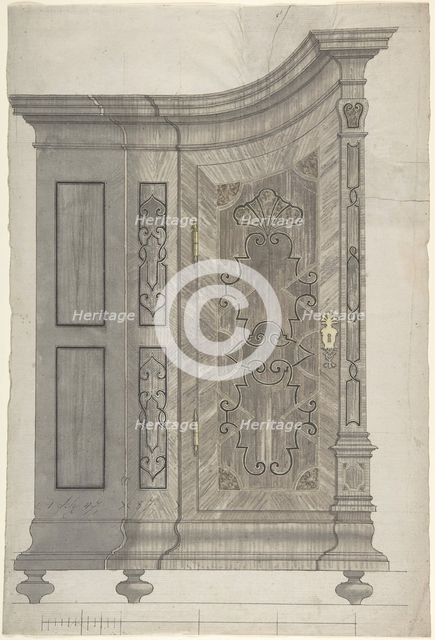 Design for a Concave Corner Cabinet (Possibly Part of a Larger Wall-Covering Unit), c1730-40 . Creator: Anon.