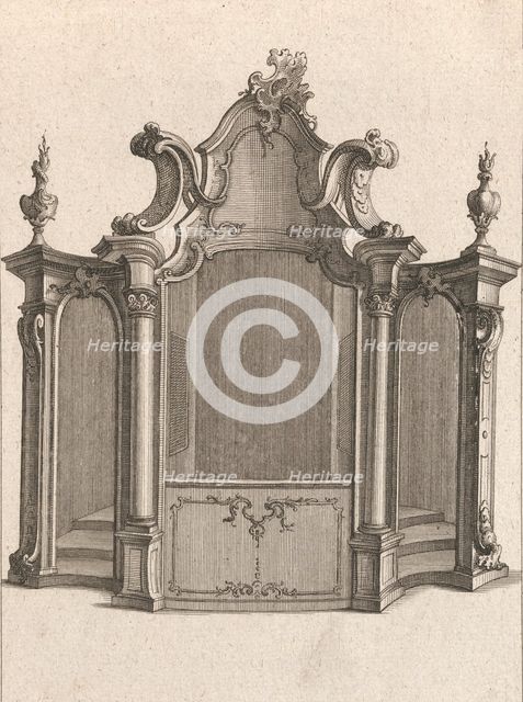 Design for a Confessional, Plate 4 from an Untitled Series of Designs for C..., Printed ca. 1750-56. Creator: Carl Pier.