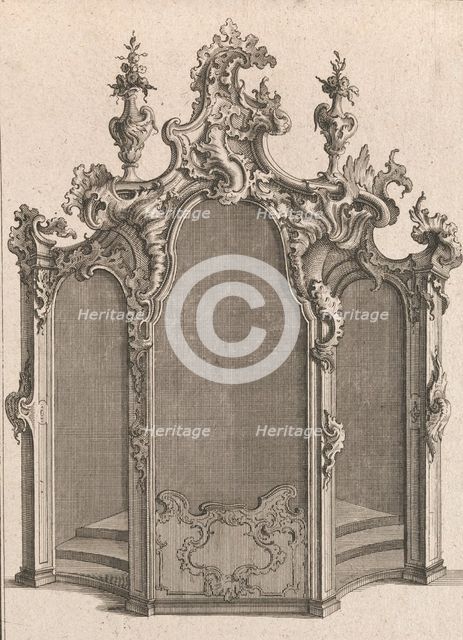 Design for a Confessional, Plate 1 from an Untitled Series of Designs for C..., Printed ca. 1750-56. Creator: Carl Pier.