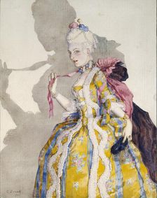 Design for a Costume of a Marquise for the ballerina Tamara Karsavina, 1924. Artist: Konstantin Somov