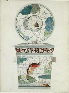 Design for a Covered Dish in the "Service au Filet" (Fish Net Ware)..., 1875-85. Creator: Attributed to Amédée de Caranza