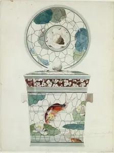 Design for a Covered Dish in the "Service au Filet" (Fish Net Ware)..., 1875-85. Creator: Attributed to Amédée de Caranza