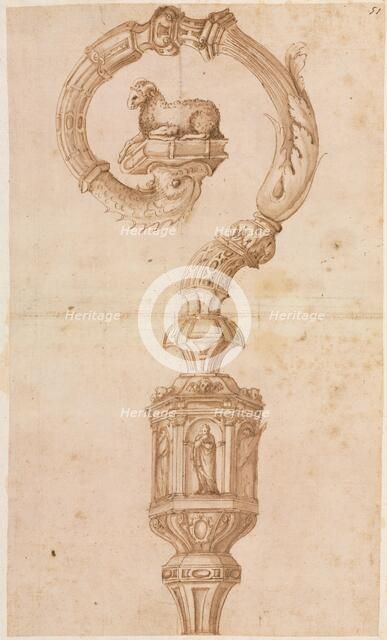 Design for a Crozier, mid 1500s. Creator: Luzio Romano (Italian, active 1528-75).