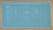 Design for a Decorated Wall with Grottesque over Blue Background, 1762-1844. Creator: Giuseppe Bernardino Bison