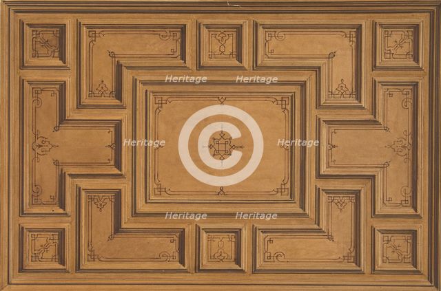 Design for a decorated ceiling, 1840-97. Creators: Jules-Edmond-Charles Lachaise, Eugène-Pierre Gourdet.
