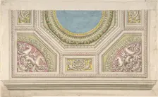Design for a Decorated Ceiling, 19th century. Creator: Anon