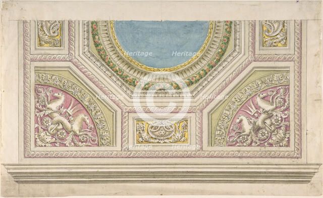 Design for a Decorated Ceiling, 19th century. Creator: Anon.