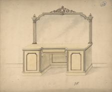 Design for a Desk with Mirror, 1841-84. Creator: Charles Hindley & Sons