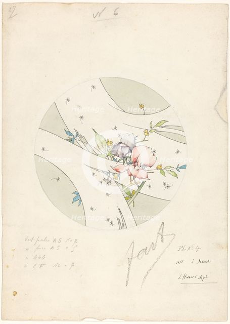 Design for a dessert plate, part of a porcelain service for Piilivuyt, c.1889-c.1890. Creator: Jules-Auguste Habert-Dys.