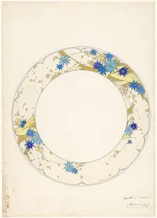 Design for a dessert plate, part of a porcelain service for Piilivuyt, c.1889. Creator: Jules-Auguste Habert-Dys