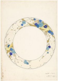 Design for a dessert plate, part of a porcelain service for Piilivuyt, c.1889. Creator: Jules-Auguste Habert-Dys