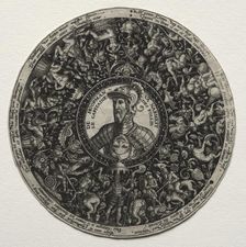 Design for a dish with medallions, c. 1558. Creator: Theodor de Bry (Flemish, 1528-1598)