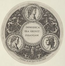Design for a Dish with Portraits of the Roman Emperors Nero, Galba, and Caligula, ca. ..., ca. 1588. Creator: Theodor de Bry