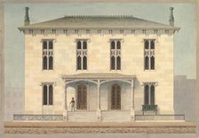 Design for a Double Townhouse (front elevation), ca. 1843. Creator: Alexander Jackson Davis