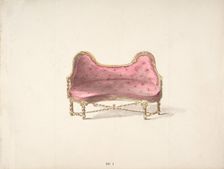 Design for a Double Hump-backed Sofa with Turned Legs and Arms..., early 19th century. Creator: Anon