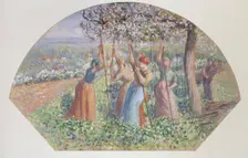 Design for a fan: The pea stakers, 1890. Artist: Camille Pissarro