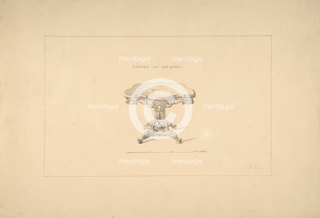 Design for a Fancy Table, Louis Quatorze Style, 1835-1900. Creator: Robert William Hume.