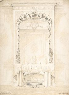 Design for a Fireplace and Mirror, 1841-84. Creator: Charles Hindley & Sons