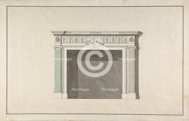 Design for a fireplace, mid-18th-late 18th century. Creator: Attributed to Robert Adam.
