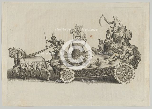 Design for a float, from 'Éloges et discours sur la triomphante réception du Roy en sa vil..., 1629. Creator: Melchior Tavernier.