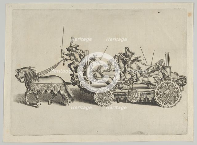 Design for a float, from 'Éloges et discours sur la triomphante réception du Roy en sa vil..., 1629. Creator: Melchior Tavernier.