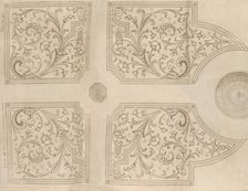 Design for a fountain and four square parterres for a pleasure garden, 1651. Creators: Jan van de Velde, Wolfgang Hartmann