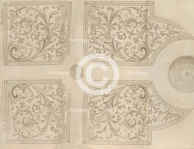 Design for a fountain and four square parterres for a pleasure garden, 1651. Creators: Jan van de Velde, Wolfgang Hartmann.