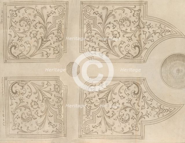Design for a fountain and four square parterres for a pleasure garden, 1651. Creators: Jan van de Velde, Wolfgang Hartmann.