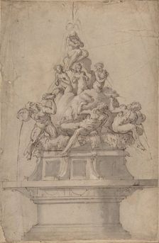 Design for a Fountain with Rivergods and Nymphs., 1511-74. Creator: Giorgio Vasari