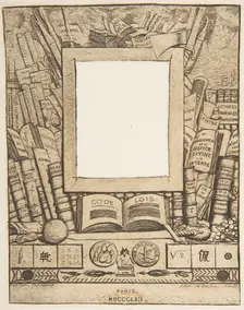 Design for a frame for the portrait of Armand Guéraud, 1862. Creator: Charles Meryon