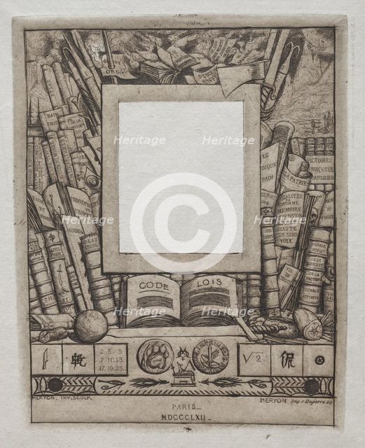 Design for a Frame for the Portrait of Armand Guéraud, 1862. Creator: Charles Meryon (French, 1821-1868).