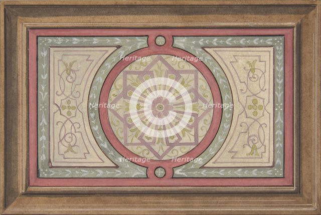 Design for a framed panel with painted decoration, 1830-97. Creators: Jules-Edmond-Charles Lachaise, Eugène-Pierre Gourdet.