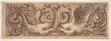 Design for a Frieze with Two Griffins, 1650-1700. Creator: Anon